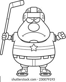 A cartoon illustration of a hockey player looking angry.