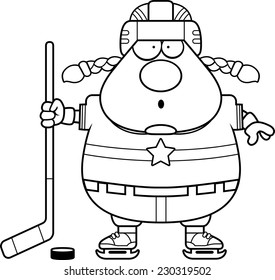 A cartoon illustration of a hockey player looking surprised.