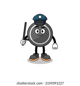 Cartoon Illustration of hockey puck police , character design