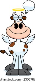 A cartoon illustration of a holy cow dreaming.