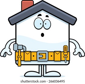 A cartoon illustration of a home improvement house looking surprised.