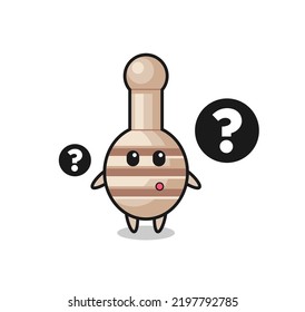 Cartoon Illustration of honey dipper with the question mark , cute design