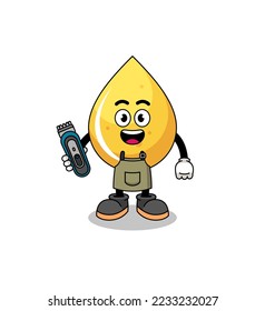 Cartoon Illustration of honey drop as a barber man , character design