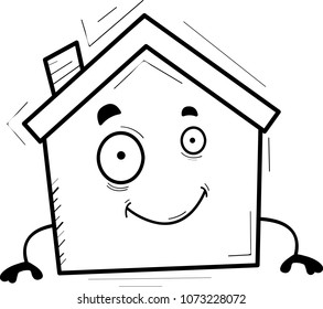 A cartoon illustration of a house smiling.