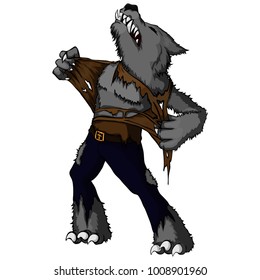 Cartoon illustration of a howling werewolf