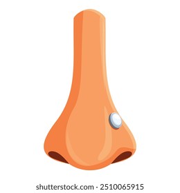 Cartoon illustration of a human nose with a piercing showing body modification