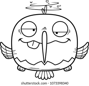 A cartoon illustration of a hummingbird looking drunk.