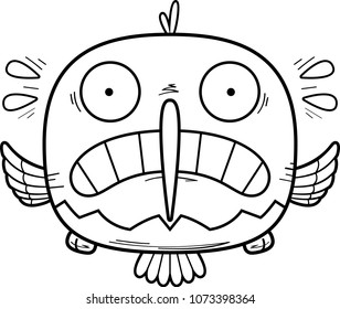 A cartoon illustration of a hummingbird looking scared.