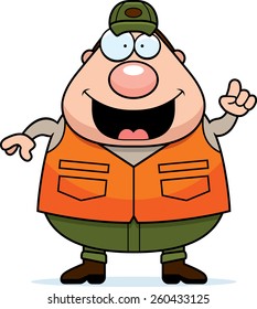 A cartoon illustration of a hunter with an idea.