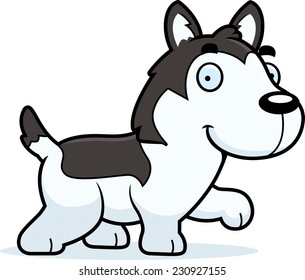 A cartoon illustration of a Husky walking.