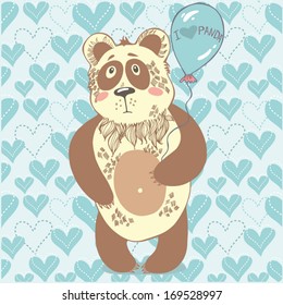 Cartoon illustration "I love panda".