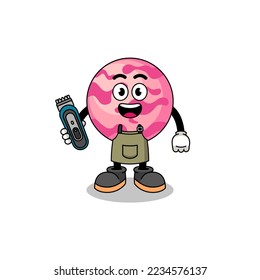 Cartoon Illustration of ice cream scoop as a barber man , character design