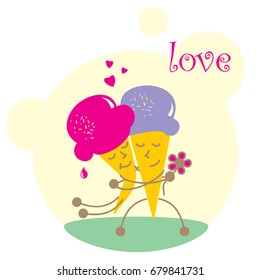 Cartoon illustration of ice cream.Flat design, vector .