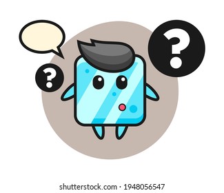 Ilustración de dibujos animados del cubo de hielo con signo de interrogación, diseño de estilo lindo para camiseta, pegatina, elemento logotipo