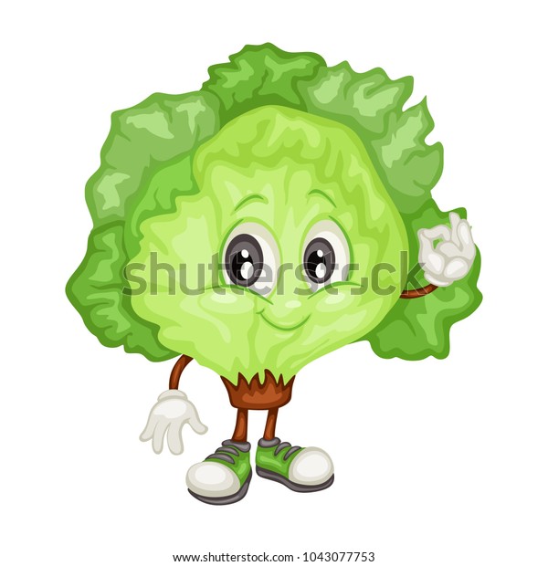 Cartoon Illustration Ice Lettuce Cute Vegetable Stock Vector (Royalty ...