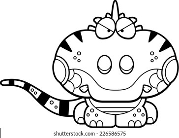 A cartoon illustration of a iguana with an angry expression.