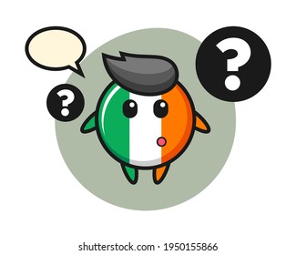 Cartoon illustration of ireland flag badge with the question mark, cute style design for t shirt, sticker, logo element