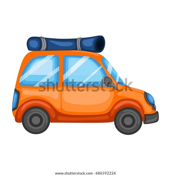 Cartoon Illustration Isolated Orange Car Stock Vector Royalty Free