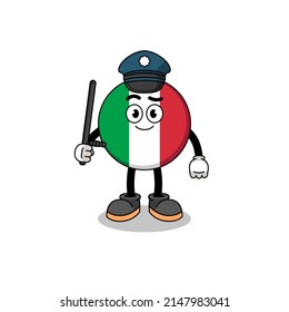 Cartoon Illustration of italy flag police , character design