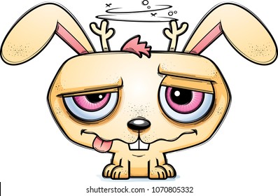 A cartoon illustration of a jackalope looking intoxicated.