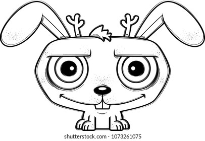 A cartoon illustration of a jackalope smiling.