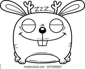 A cartoon illustration of a jackalope taking a nap.