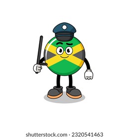 Cartoon Illustration of jamaica flag police , character design