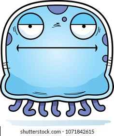 A cartoon illustration of a jellyfish looking bored.