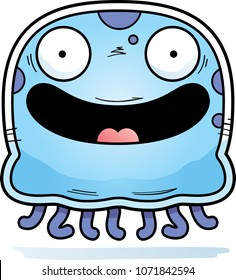 A cartoon illustration of a jellyfish smiling.