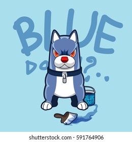 Cartoon illustration Joke, Blue Dog!!