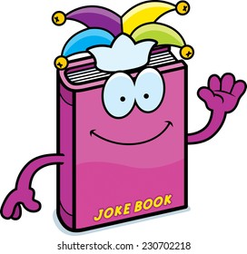 A Cartoon Illustration Of A Joke Book Waving.