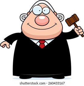 A cartoon illustration of a judge holding a gavel.