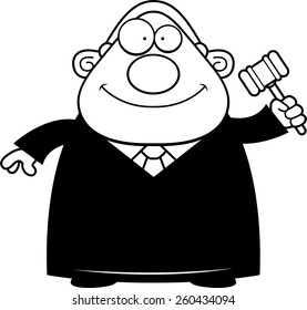 A cartoon illustration of a judge holding a gavel.