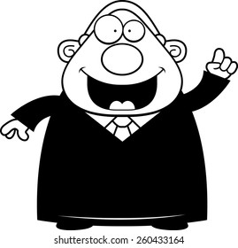 A cartoon illustration of a judge with an idea.