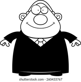 A cartoon illustration of a judge looking happy.