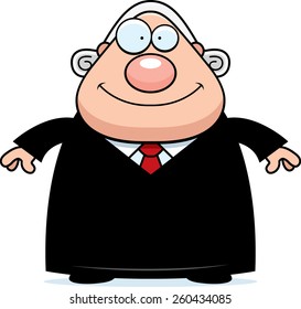 A cartoon illustration of a judge looking happy.