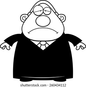 A cartoon illustration of a judge looking sad.