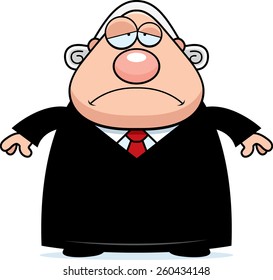 A cartoon illustration of a judge looking sad.