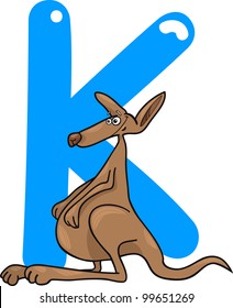 cartoon illustration of K letter for kangaroo