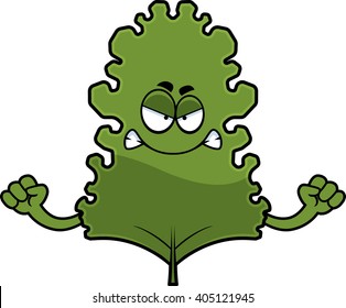 A Cartoon Illustration Of A Kale Leaf Looking Angry.