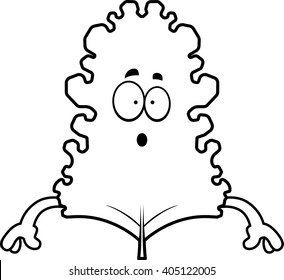 A cartoon illustration of a kale leaf looking surprised.