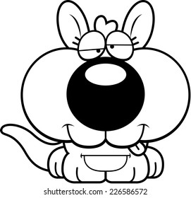A cartoon illustration of a kangaroo joey with a goofy expression.