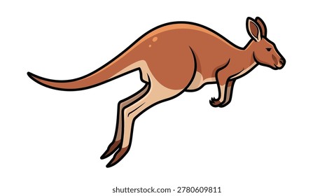 Cartoon illustration of kangaroo jumping