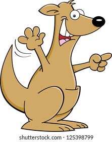 Cartoon illustration of a kangaroo pointing.