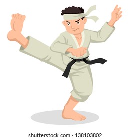Cartoon illustration of karate boy