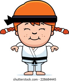 A cartoon illustration of a karate kid smiling.