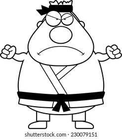 A cartoon illustration of a karate man looking angry.