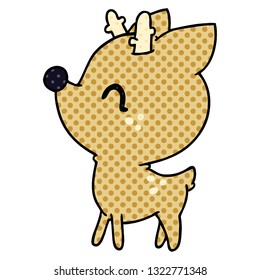 cartoon illustration of  kawaii cute deer