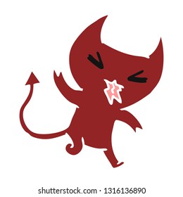 cartoon illustration of a kawaii cute demon