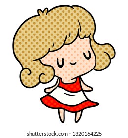 cartoon illustration kawaii of cute girl